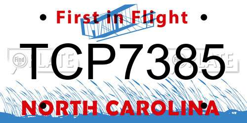 TCP7385 North Carolina License Plate