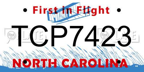 TCP7423 North Carolina License Plate