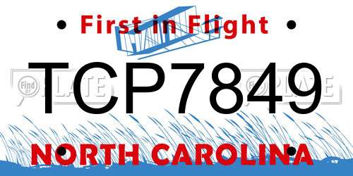 TCP7849 North Carolina License Plate