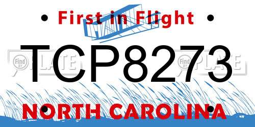 TCP8273 North Carolina License Plate