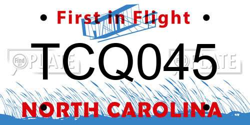 TCQ045 North Carolina License Plate