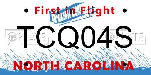 TCQ04S North Carolina License Plate
