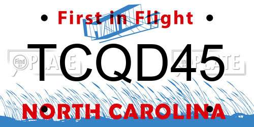 TCQD45 North Carolina License Plate