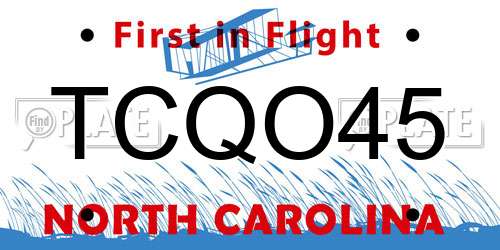 TCQO45 North Carolina License Plate