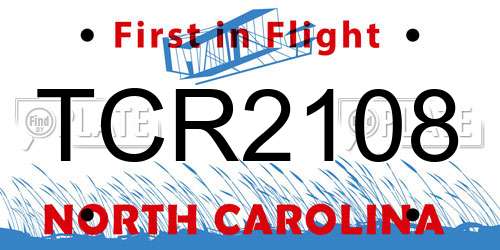 TCR2108 North Carolina License Plate