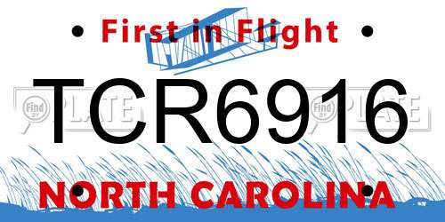 TCR6916 North Carolina License Plate