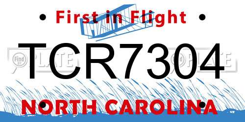 TCR7304 North Carolina License Plate