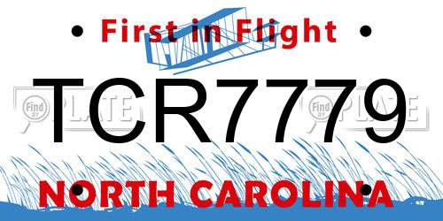 TCR7779 North Carolina License Plate