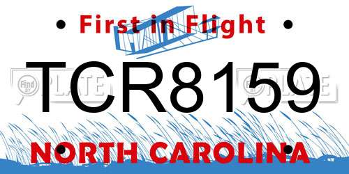 TCR8159 North Carolina License Plate