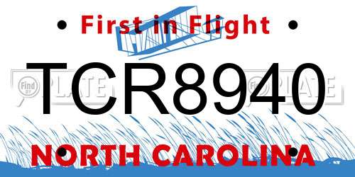 TCR8940 North Carolina License Plate