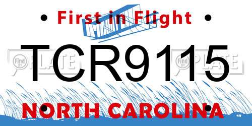 TCR9115 North Carolina License Plate