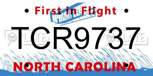 TCR9737 North Carolina License Plate