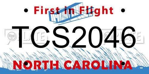 TCS2046 North Carolina License Plate