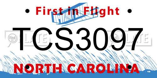TCS3097 North Carolina License Plate
