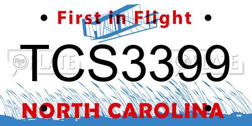 TCS3399 North Carolina License Plate