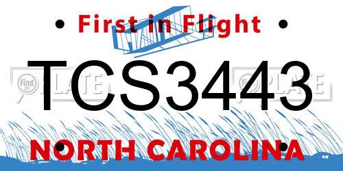 TCS3443 North Carolina License Plate