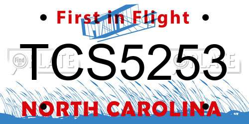 TCS5253 North Carolina License Plate
