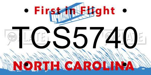 TCS5740 North Carolina License Plate