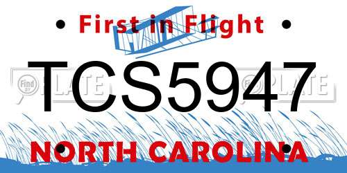 TCS5947 North Carolina License Plate