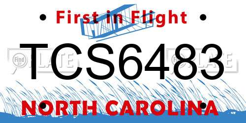 TCS6483 North Carolina License Plate