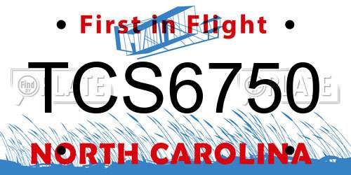 TCS6750 North Carolina License Plate