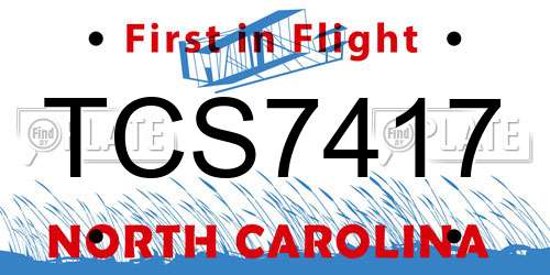 TCS7417 North Carolina License Plate