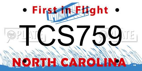 TCS759 North Carolina License Plate