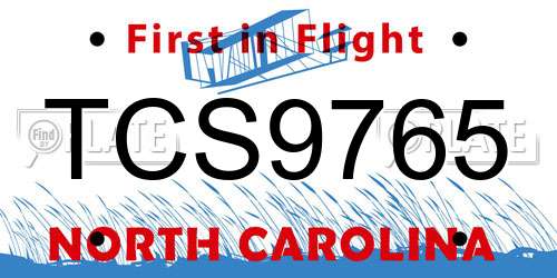 TCS9765 North Carolina License Plate