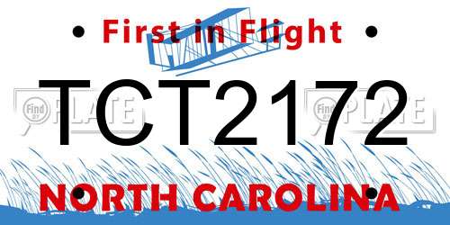 TCT2172 North Carolina License Plate