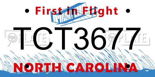 TCT3677 North Carolina License Plate