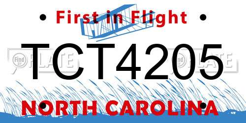 TCT4205 North Carolina License Plate