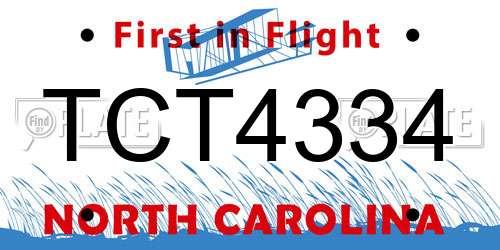 TCT4334 North Carolina License Plate