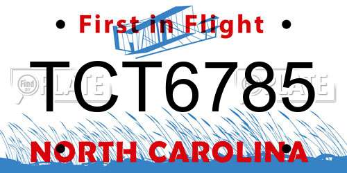 TCT6785 North Carolina License Plate