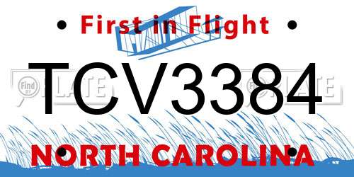TCV3384 North Carolina License Plate