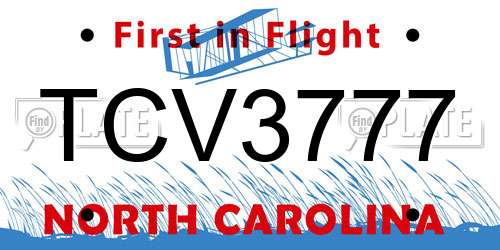 TCV3777 North Carolina License Plate