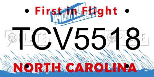 TCV5518 North Carolina License Plate