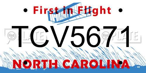 TCV5671 North Carolina License Plate