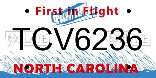 TCV6236 North Carolina License Plate