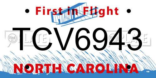 TCV6943 North Carolina License Plate