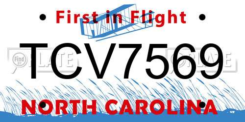 TCV7569 North Carolina License Plate