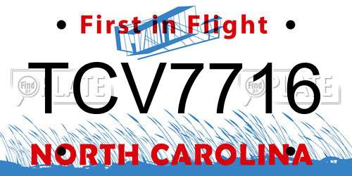 TCV7716 North Carolina License Plate