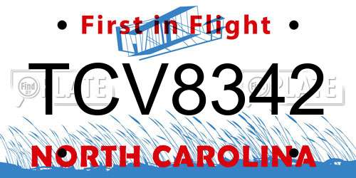 TCV8342 North Carolina License Plate