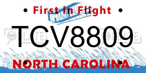 TCV8809 North Carolina License Plate