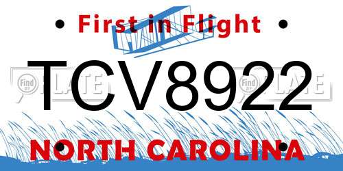TCV8922 North Carolina License Plate