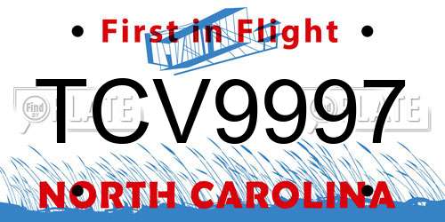 TCV9997 North Carolina License Plate