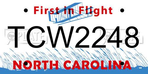 TCW2248 North Carolina License Plate