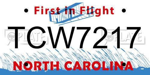 TCW7217 North Carolina License Plate