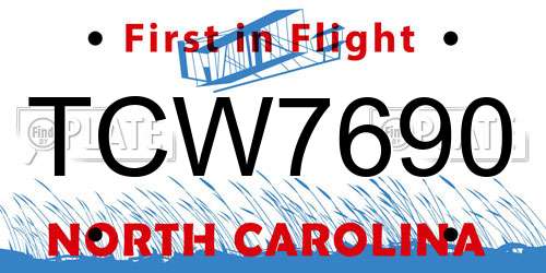 TCW7690 North Carolina License Plate