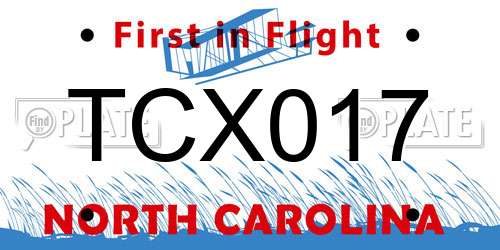 TCX017 North Carolina License Plate