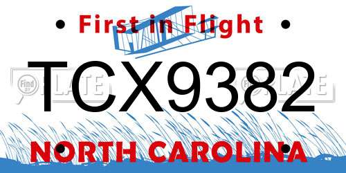TCX9382 North Carolina License Plate